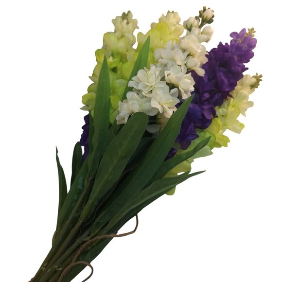Artificial Snapdragon Bouquet 3 Stems Each Color Purple White Yellow Faux Floral - Picture 7 of 13